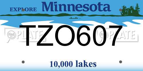 TZO607 Minnesota License Plate