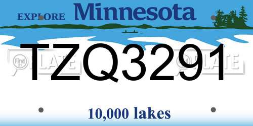 TZQ3291 Minnesota License Plate