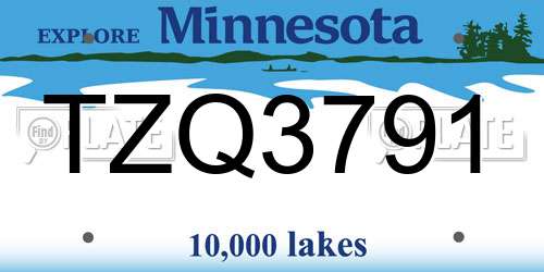 TZQ3791 Minnesota License Plate