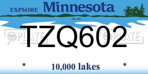 TZQ602 Minnesota License Plate