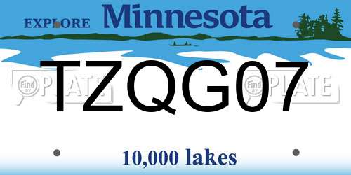 TZQG07 Minnesota License Plate
