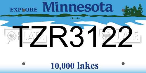 TZR3122 Minnesota License Plate