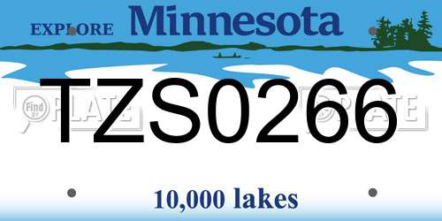 TZS0266 Minnesota License Plate