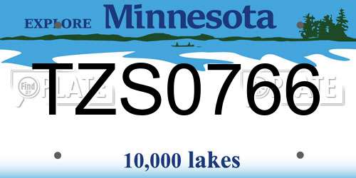 TZS0766 Minnesota License Plate