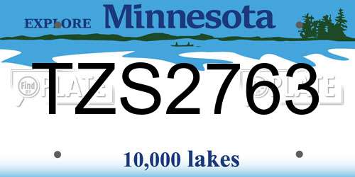 TZS2763 Minnesota License Plate