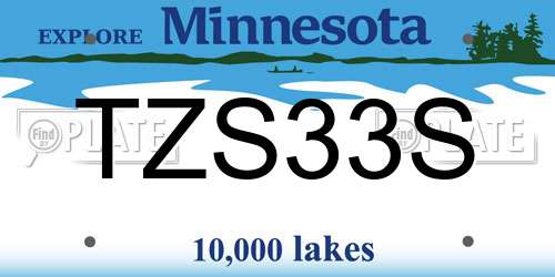 TZS33S Minnesota License Plate