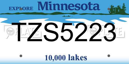 TZS5223 Minnesota License Plate
