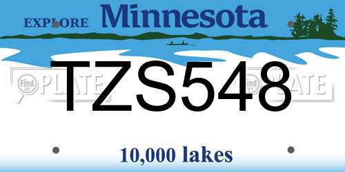 TZS548 Minnesota License Plate