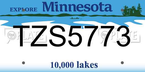 TZS5773 Minnesota License Plate