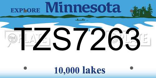 TZS7263 Minnesota License Plate