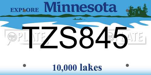 TZS845 Minnesota License Plate