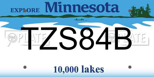 TZS84B Minnesota License Plate