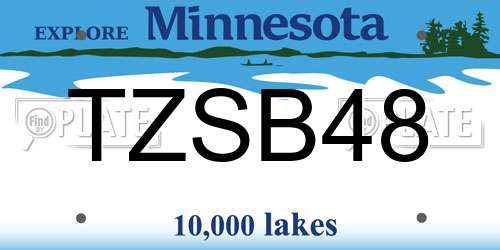 TZSB48 Minnesota License Plate