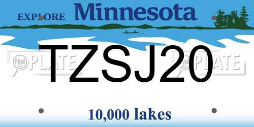 TZSJ20 Minnesota License Plate