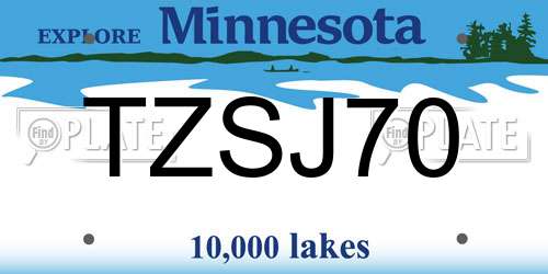 TZSJ70 Minnesota License Plate