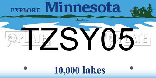 TZSY05 Minnesota License Plate