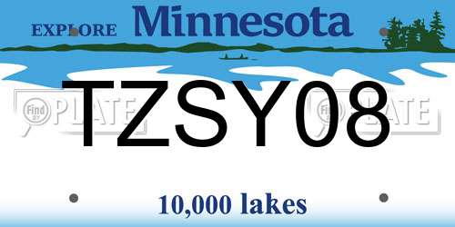 TZSY08 Minnesota License Plate