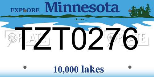 TZT0276 Minnesota License Plate