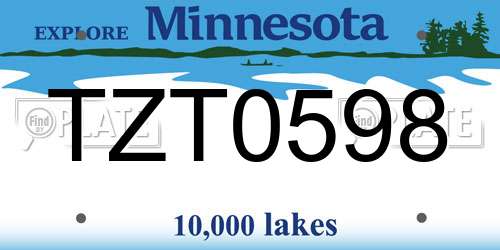 TZT0598 Minnesota License Plate