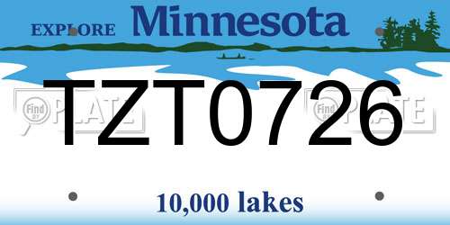 TZT0726 Minnesota License Plate