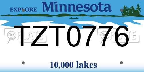TZT0776 Minnesota License Plate