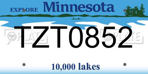 TZT0852 Minnesota License Plate