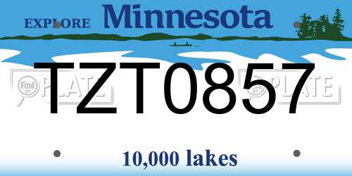 TZT0857 Minnesota License Plate