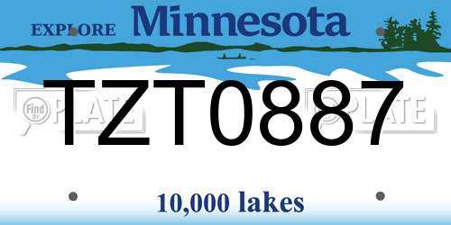 TZT0887 Minnesota License Plate