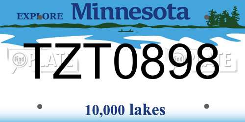 TZT0898 Minnesota License Plate