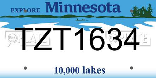 TZT1634 Minnesota License Plate