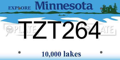 TZT264 Minnesota License Plate