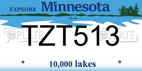 TZT513 Minnesota License Plate