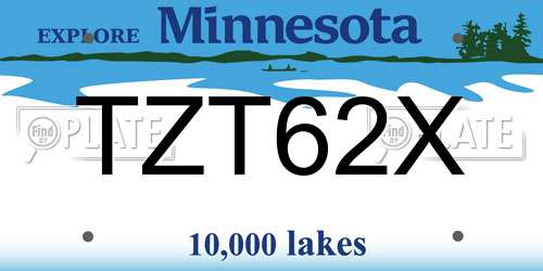 TZT62X Minnesota License Plate