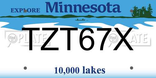 TZT67X Minnesota License Plate