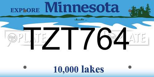 TZT764 Minnesota License Plate