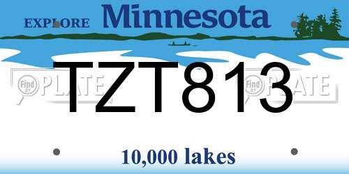 TZT813 Minnesota License Plate