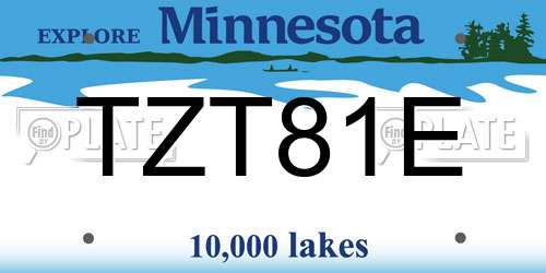TZT81E Minnesota License Plate