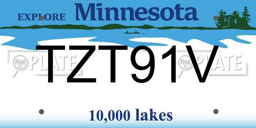 TZT91V Minnesota License Plate