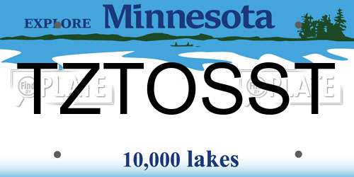 TZTOSST Minnesota License Plate