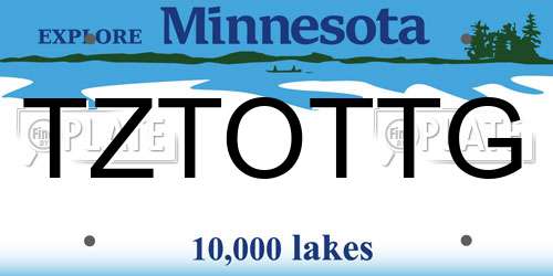 TZTOTTG Minnesota License Plate