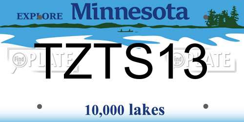 TZTS13 Minnesota License Plate
