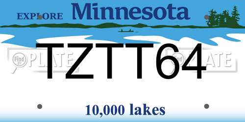 TZTT64 Minnesota License Plate