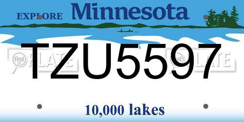 TZU5597 Minnesota License Plate