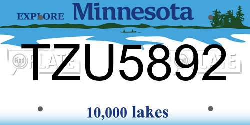 TZU5892 Minnesota License Plate