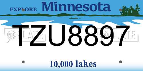 TZU8897 Minnesota License Plate