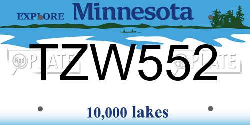 TZW552 Minnesota License Plate