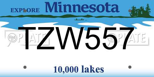 TZW557 Minnesota License Plate