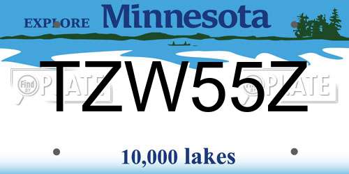 TZW55Z Minnesota License Plate