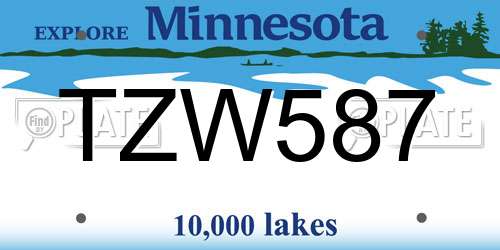 TZW587 Minnesota License Plate