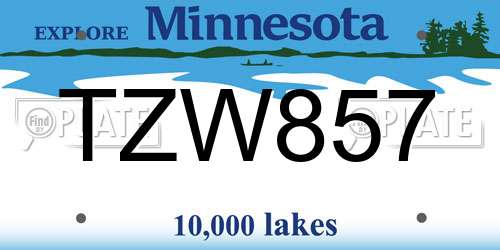 TZW857 Minnesota License Plate